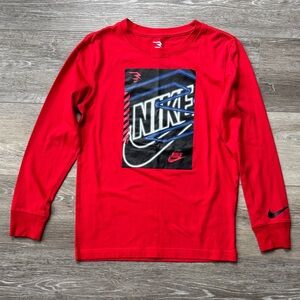 Nike Kids Red Long Sleeve Tee with Neon Graphic NWOT